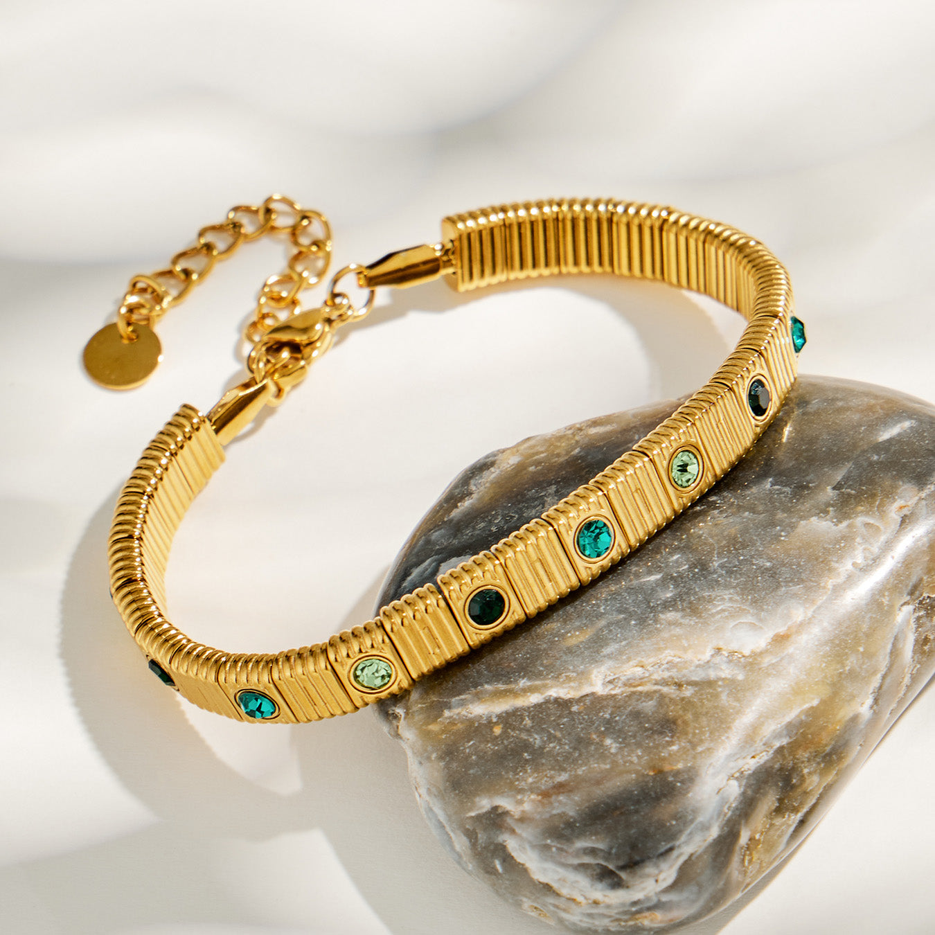 316L Stainless Steel 18K PVD Gold Colorful Zircon Bracelet made with 316L stainless steel and 18K PVD gold finish for wholesale jewelry buyers - image 15