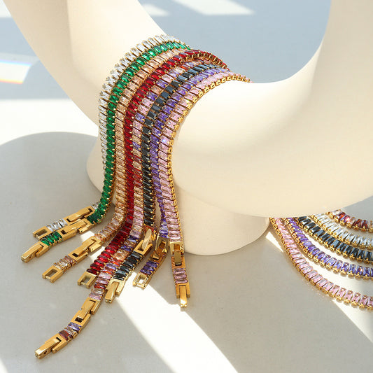 Elegant 316L stainless steel bracelet with zircon stones