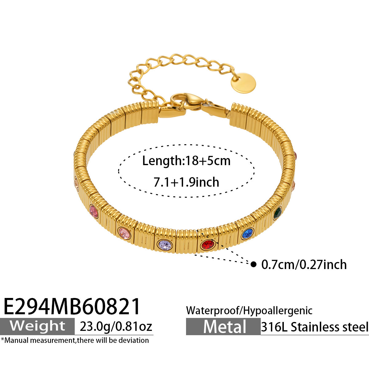 Colorful multi-zircon bracelet
