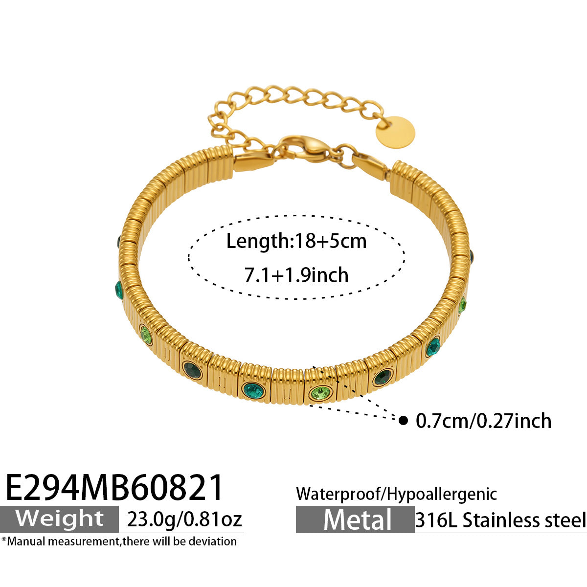 Stylish white zircon steel bracelet