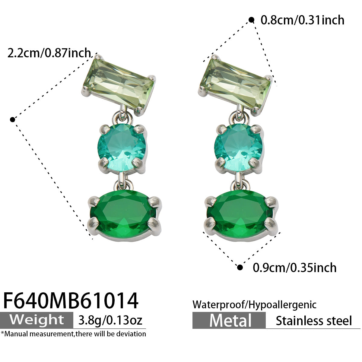 316L Stainless Steel 18K PVD Gold Colorful Zircon Earrings made with 316L stainless steel and 18K PVD gold finish for wholesale jewelry buyers - image 10