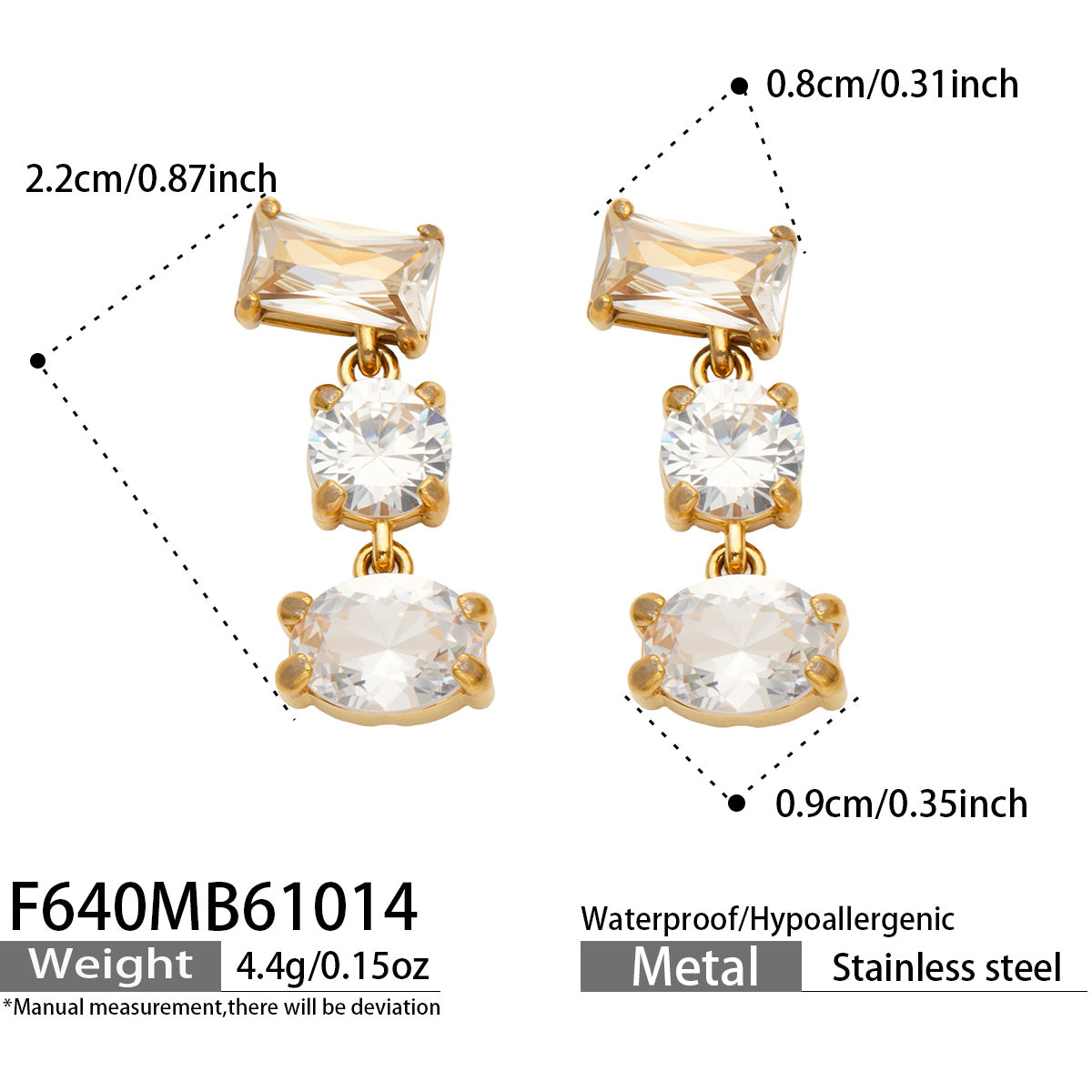 316L Stainless Steel 18K PVD Gold Colorful Zircon Earrings made with 316L stainless steel and 18K PVD gold finish for wholesale jewelry buyers - image 11