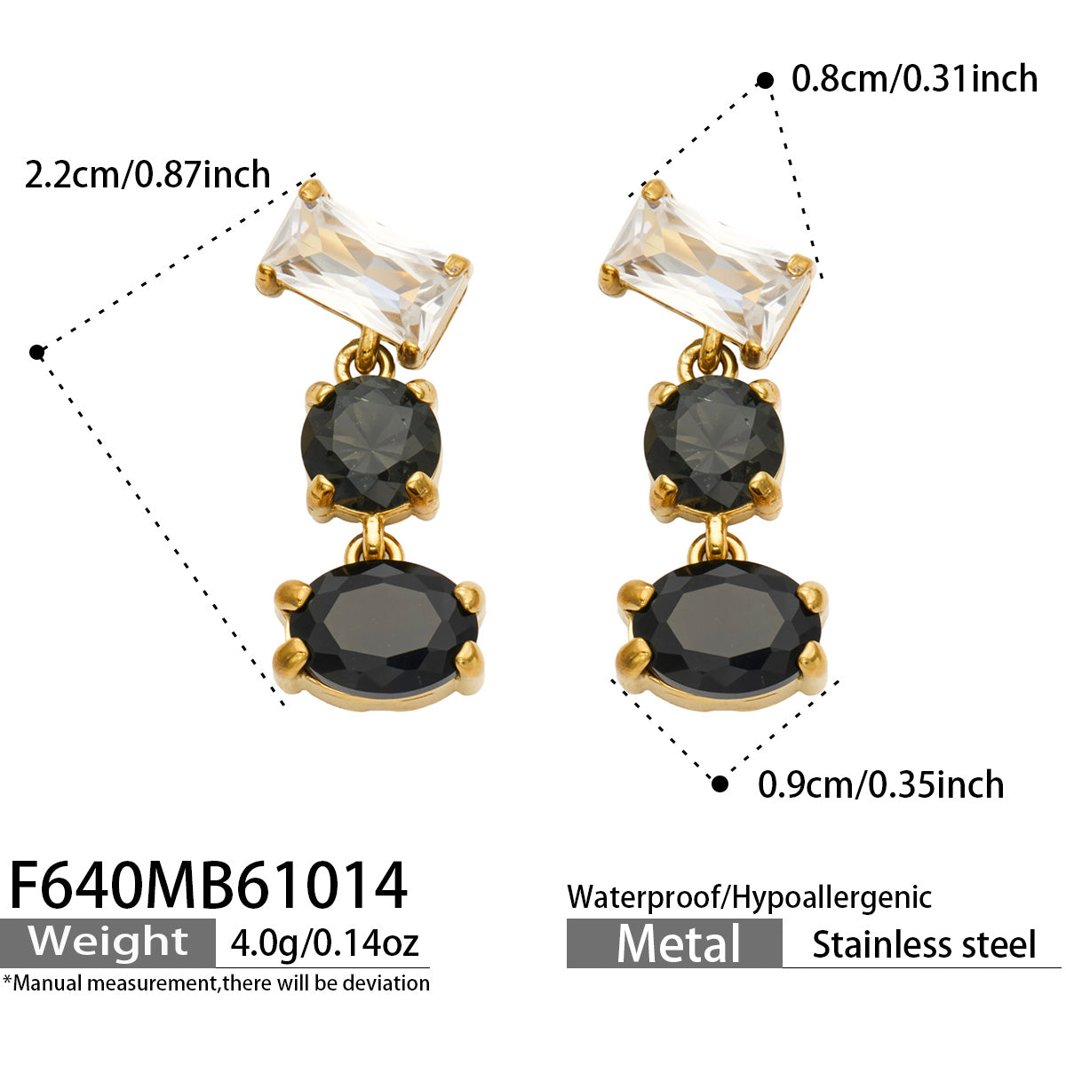 316L Stainless Steel 18K PVD Gold Colorful Zircon Earrings made with 316L stainless steel and 18K PVD gold finish for wholesale jewelry buyers - image 13