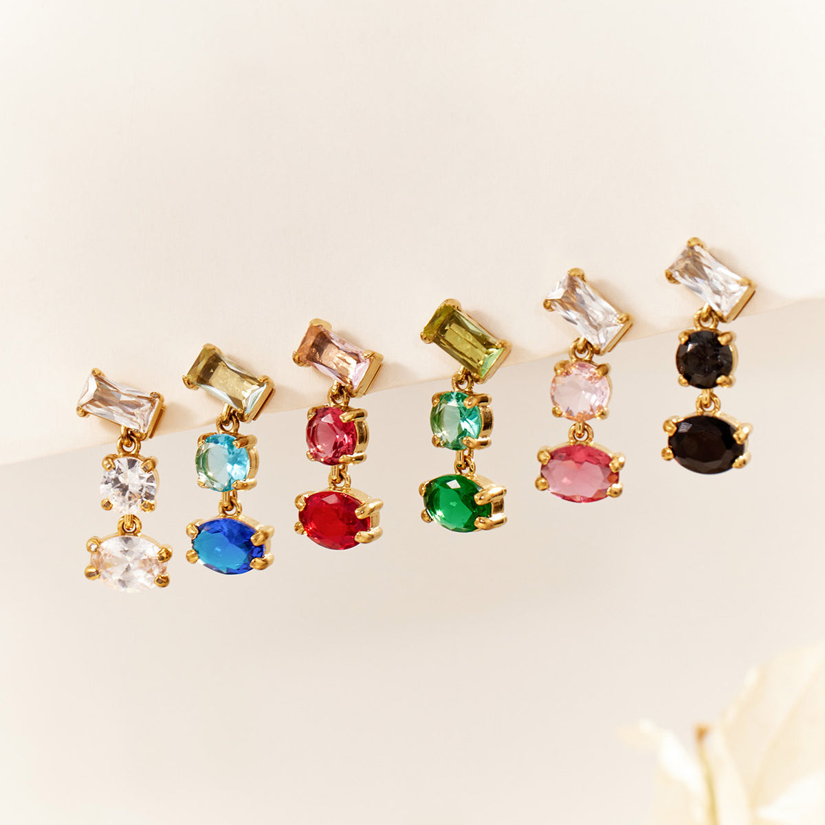 316L Stainless Steel 18K PVD Gold Colorful Zircon Earrings made with 316L stainless steel and 18K PVD gold finish for wholesale jewelry buyers - image 19