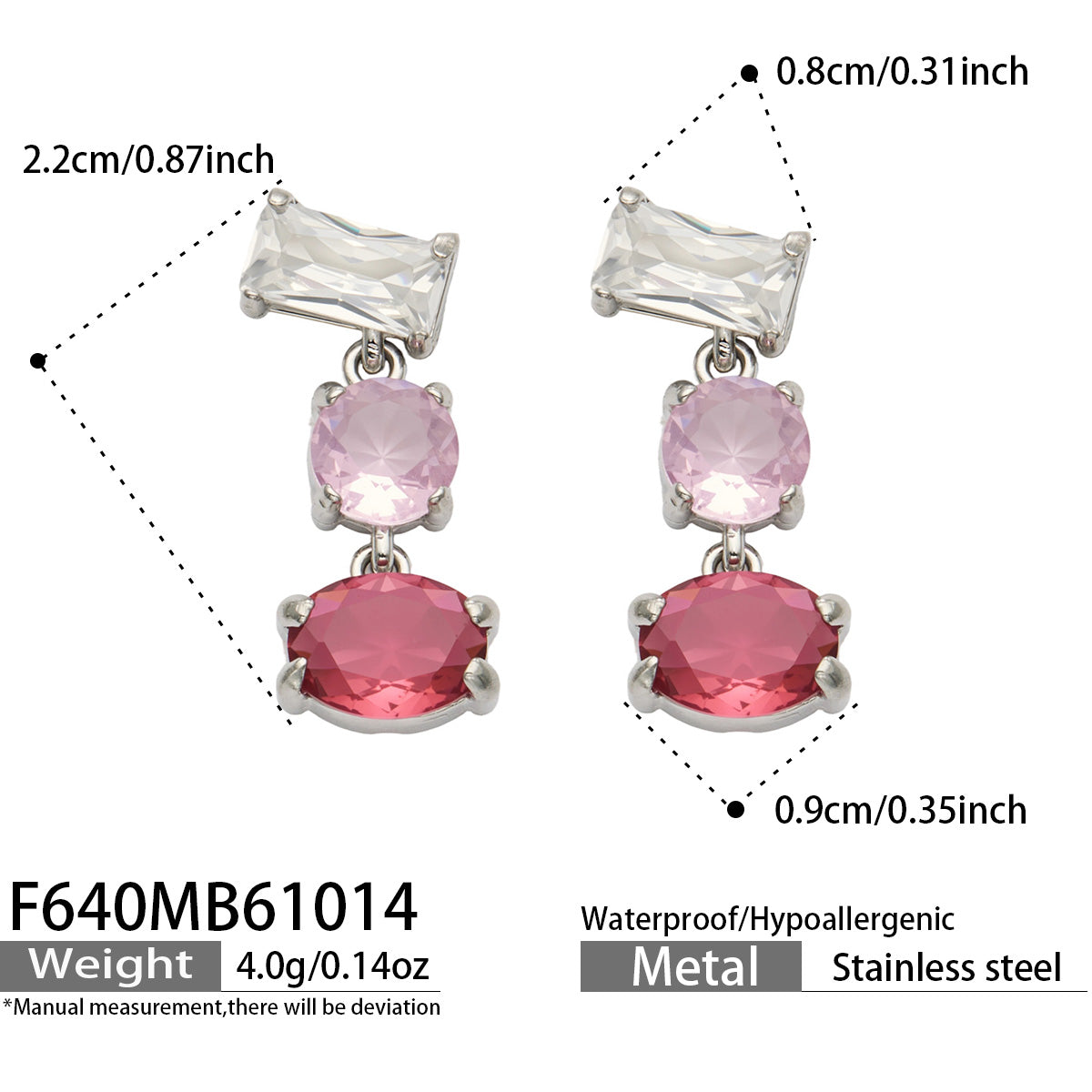 316L Stainless Steel 18K PVD Gold Colorful Zircon Earrings made with 316L stainless steel and 18K PVD gold finish for wholesale jewelry buyers - image 7