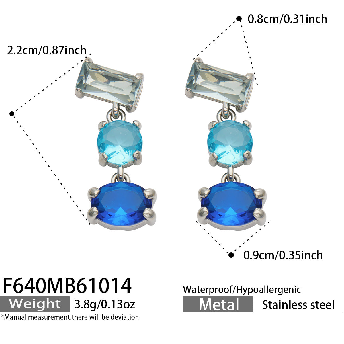 316L Stainless Steel 18K PVD Gold Colorful Zircon Earrings made with 316L stainless steel and 18K PVD gold finish for wholesale jewelry buyers - image 9