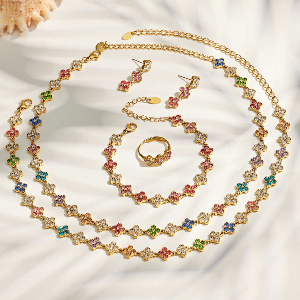 Elegant 18K PVD Gold Bracelet with Multi-color Zircon