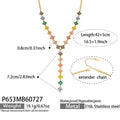 Multi-color Zircon Gold Y-shaped Necklace / 5cm