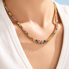 Colorful zircon necklace worn with jewelry set