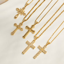 Gold cross pendant necklace style assortment