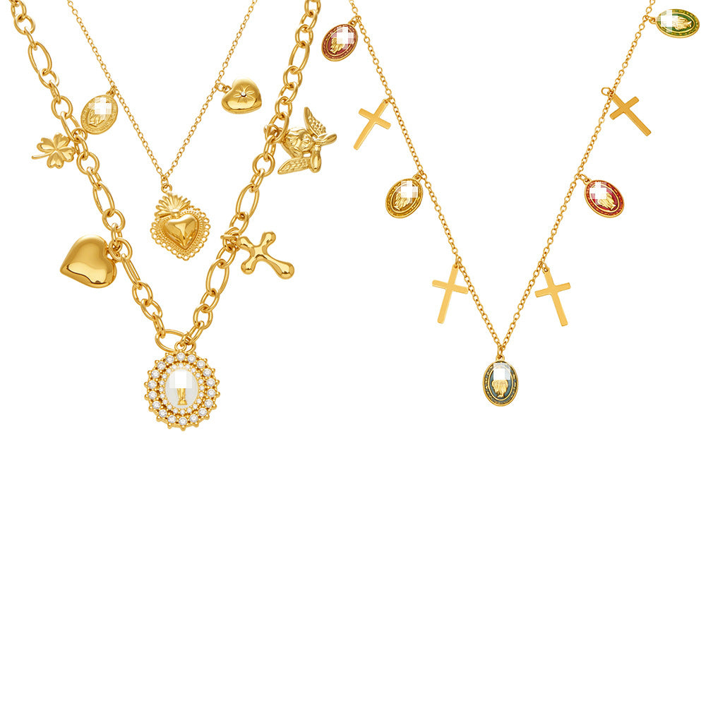 Elegant 316L Stainless Steel Cross Oil Pendant Necklace