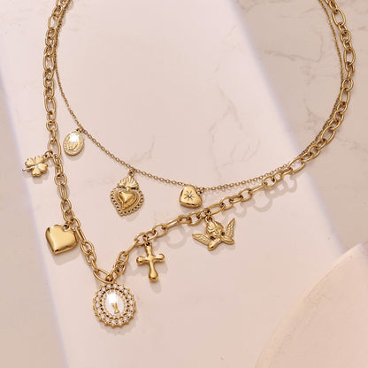 316L Stainless Steel 18K PVD Gold Cross Oil Pendant Necklace made with 316L stainless steel and 18K PVD gold finish for wholesale jewelry buyers - image 10