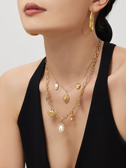 316L Stainless Steel 18K PVD Gold Cross Oil Pendant Necklace made with 316L stainless steel and 18K PVD gold finish for wholesale jewelry buyers - image 4