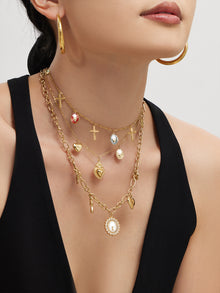 316L Stainless Steel 18K PVD Gold Cross Oil Pendant Necklace made with 316L stainless steel and 18K PVD gold finish for wholesale jewelry buyers - image 5