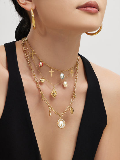 316L Stainless Steel 18K PVD Gold Cross Oil Pendant Necklace made with 316L stainless steel and 18K PVD gold finish for wholesale jewelry buyers - image 5