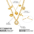Gold Double Layer Cross Charm Necklace 35.5+5cm (P777) / 5cm