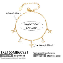 TXE165 gold-tone cross and teardrop zircon charm bracelet 17+5 cm size details