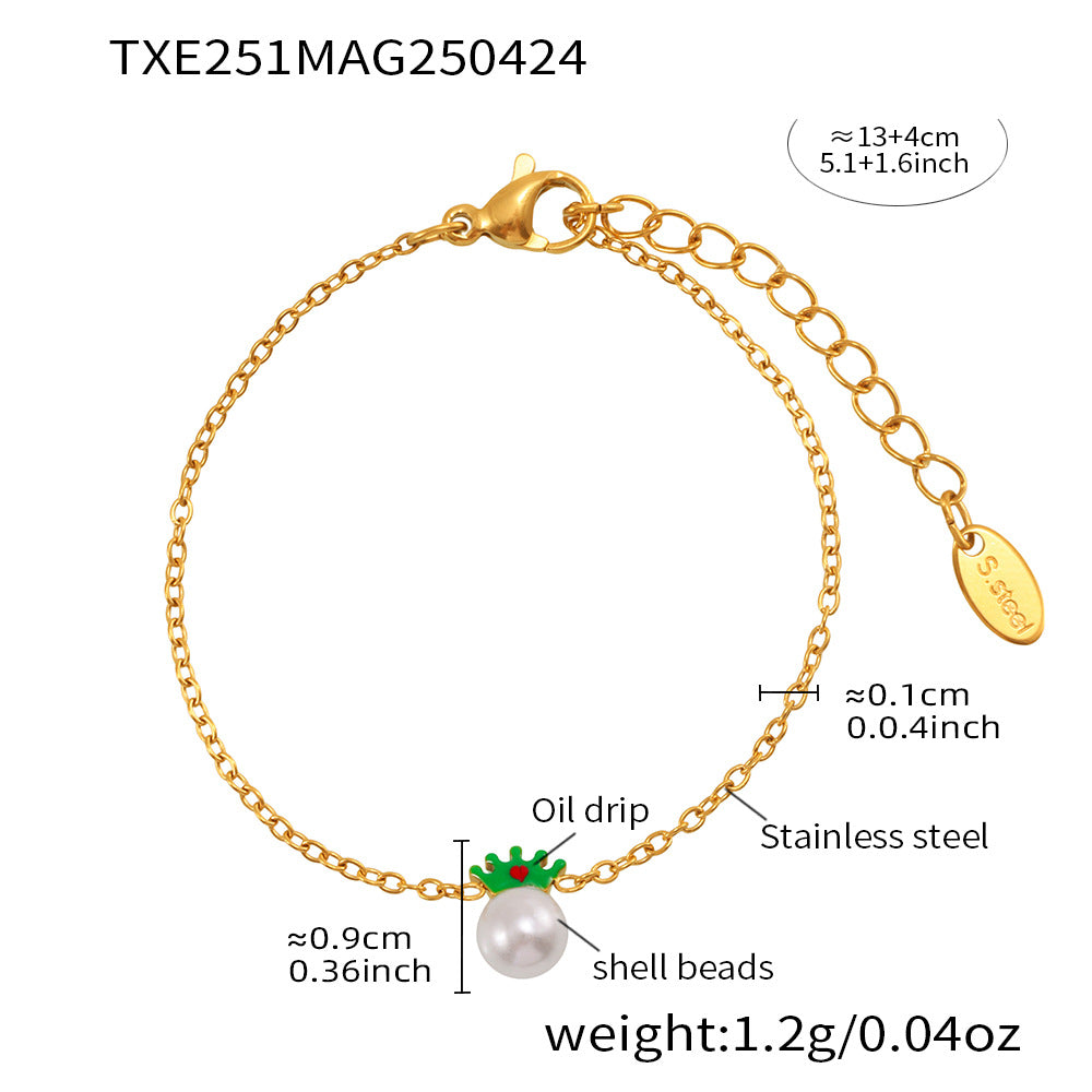 316L Stainless Steel 18K PVD Gold Crown Pearl Necklace made with 316L stainless steel and 18K PVD gold finish for wholesale jewelry buyers - image 7