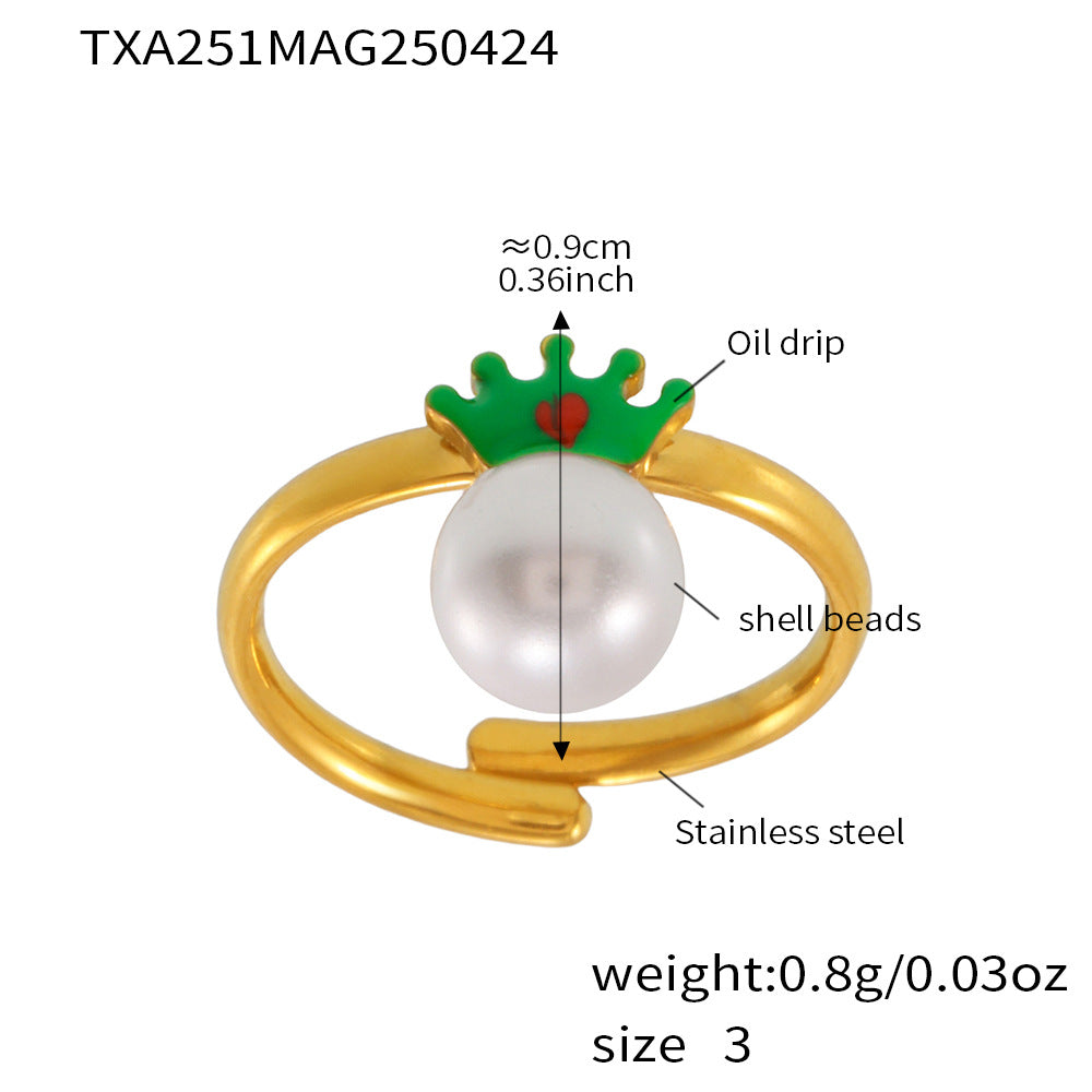 316L Stainless Steel 18K PVD Gold Crown Pearl Necklace made with 316L stainless steel and 18K PVD gold finish for wholesale jewelry buyers - image 8