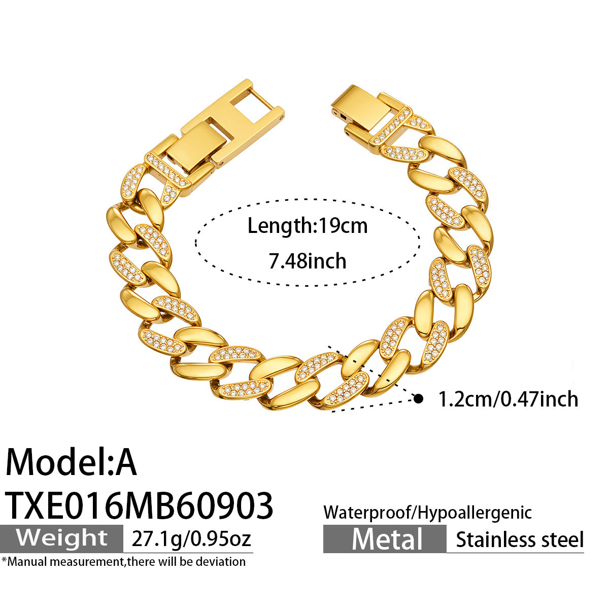 316L Stainless Steel 18K PVD Gold Cuban Chain Bracelet made with 316L stainless steel and 18K PVD gold finish for wholesale jewelry buyers - image 13