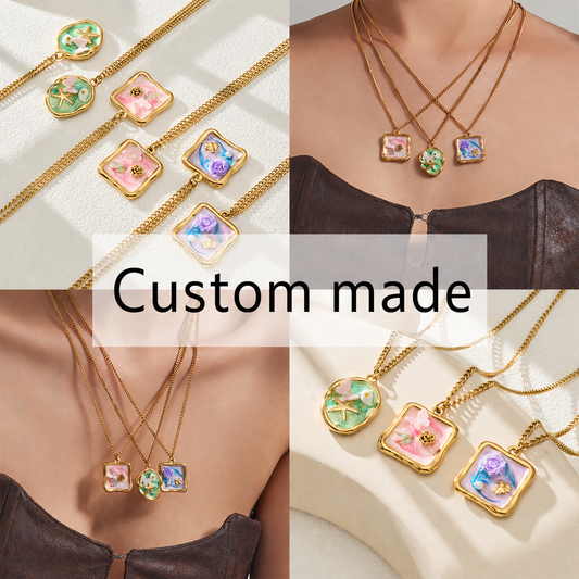 Custom Enamel Floral Necklace Manufacturing | 316L Stainless Steel OEM Jewelry