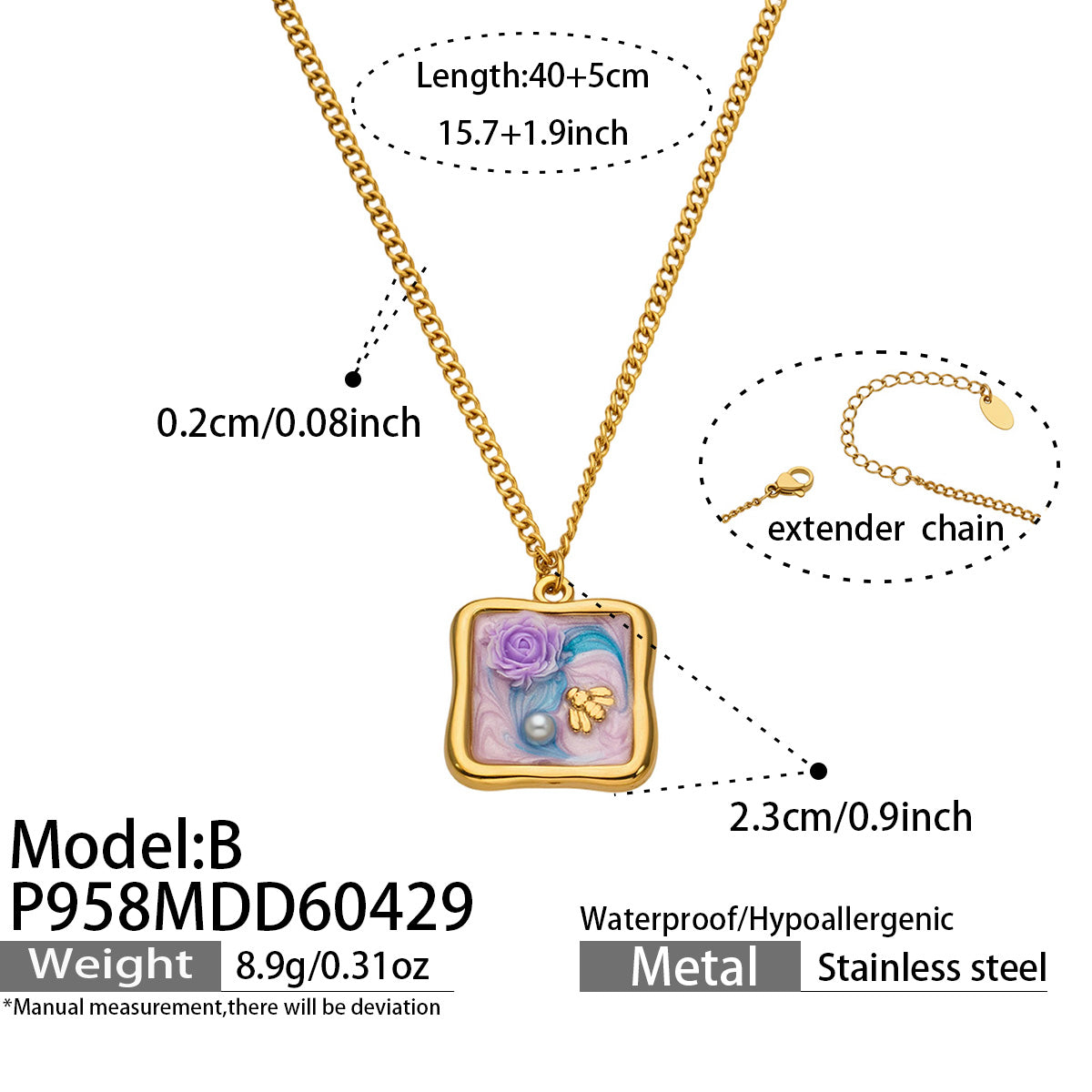 Custom Enamel Floral Necklace Manufacturing | 316L Stainless Steel OEM Jewelry