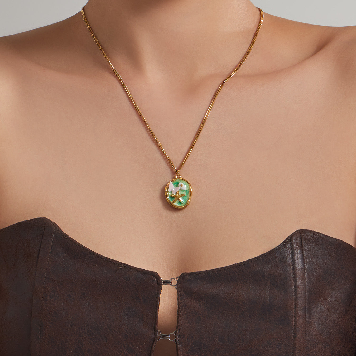 Custom Enamel Floral Necklace Manufacturing | 316L Stainless Steel OEM Jewelry