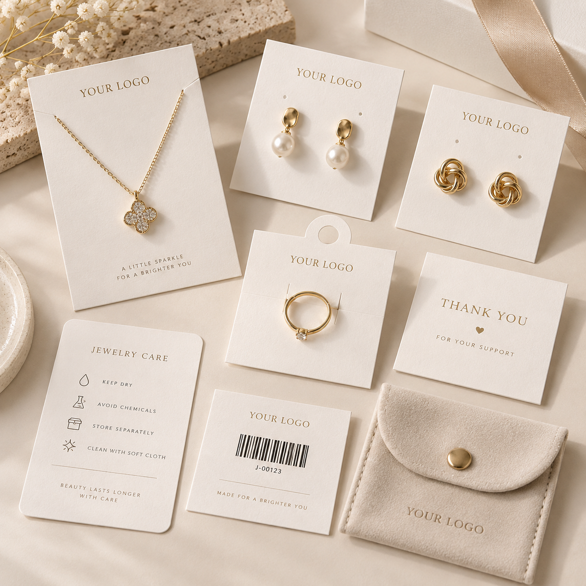 Clear bag and pouch packaging for private label jewelry orders