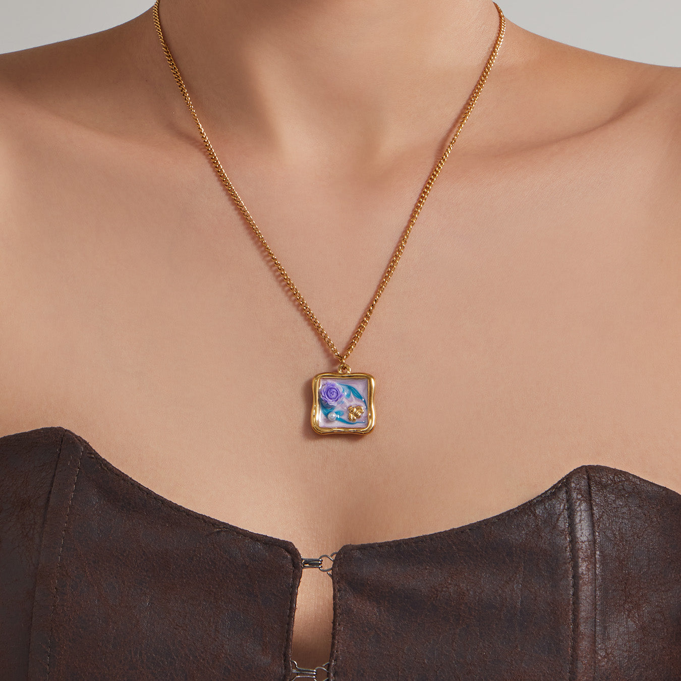 Custom Enamel Floral Necklace Manufacturing | 316L Stainless Steel OEM Jewelry