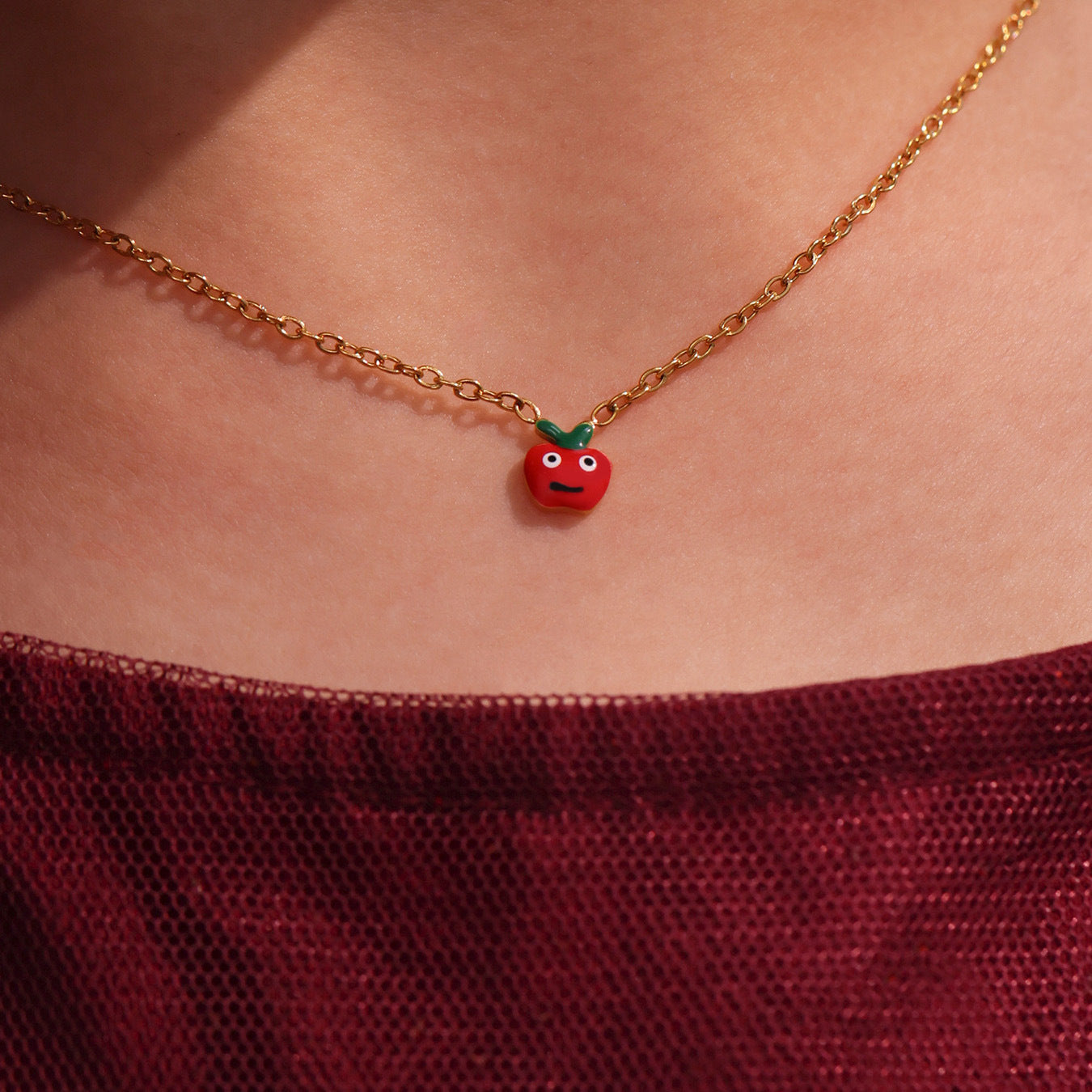 Adorable red apple jewelry piece for everyday use