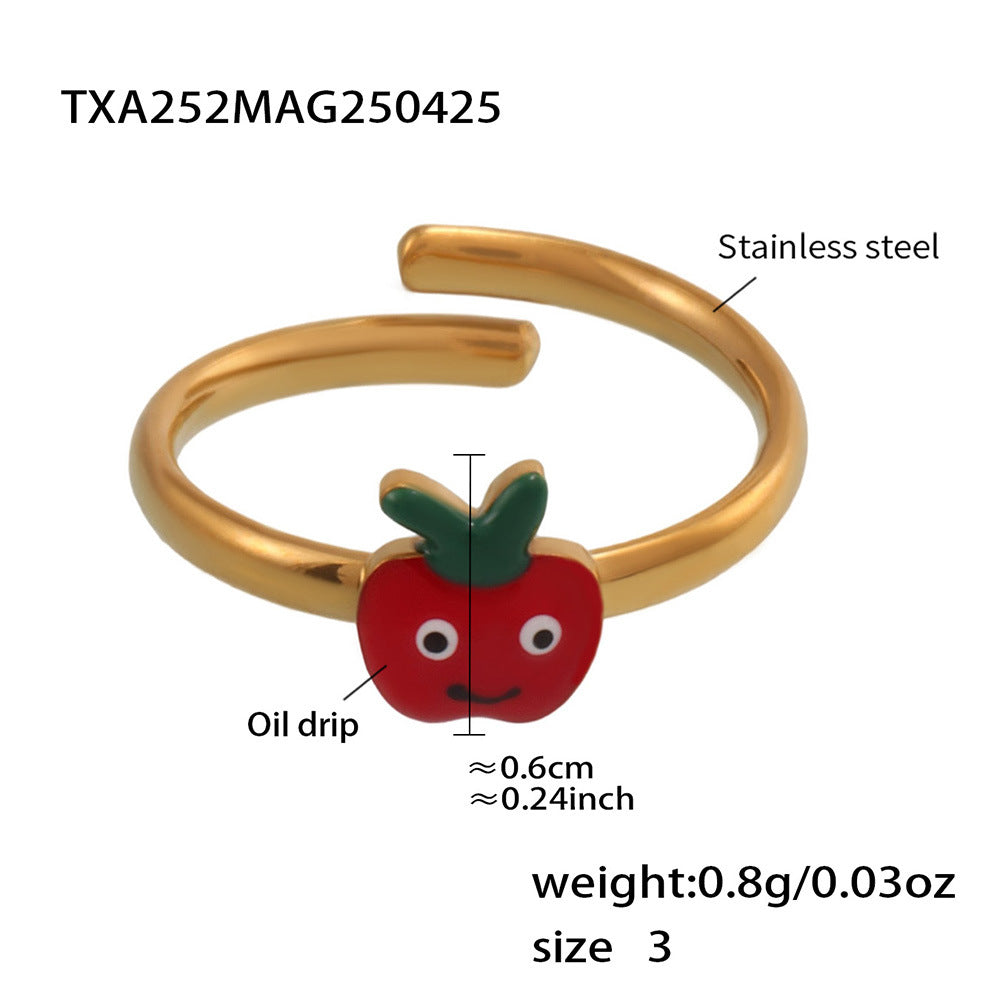 316L Stainless Steel 18K PVD Gold Cute Red Apple Necklace made with 316L stainless steel and 18K PVD gold finish for wholesale jewelry buyers - image 8
