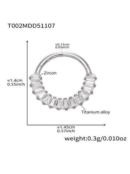 CZ Paved Titanium Seamless Nose Ring - 18K Gold Plated Piercing Hoop - Image 10