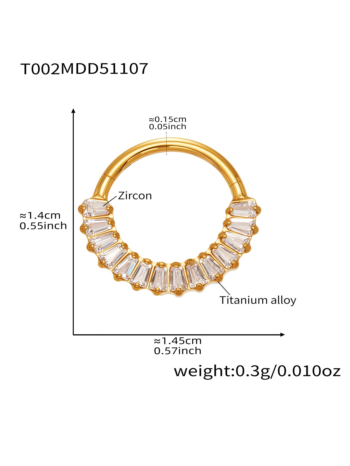 CZ Paved Titanium Seamless Nose Ring - 18K Gold Plated Piercing Hoop - Image 13