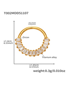 CZ Paved Titanium Seamless Nose Ring - 18K Gold Plated Piercing Hoop - Image 13