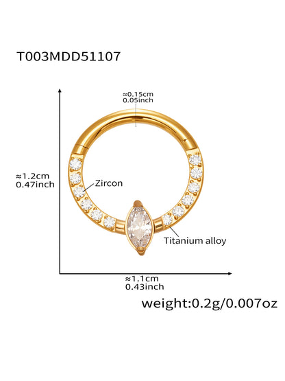 CZ Paved Titanium Seamless Nose Ring - 18K Gold Plated Piercing Hoop - Image 18