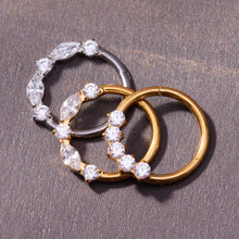CZ Paved Titanium Seamless Nose Ring - 18K Gold Plated Piercing Hoop - Image 2