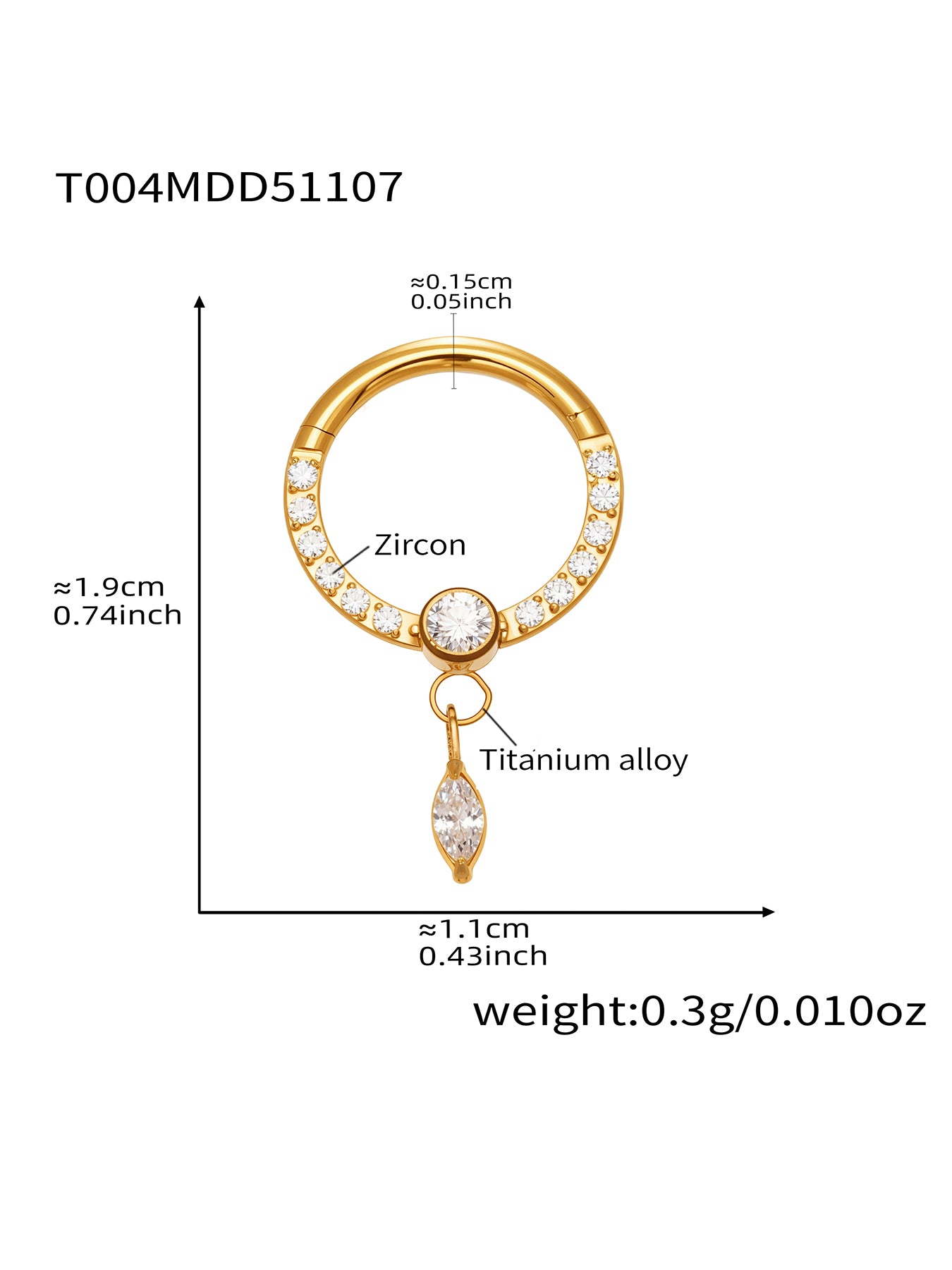 CZ Paved Titanium Seamless Nose Ring - 18K Gold Plated Piercing Hoop - Image 23