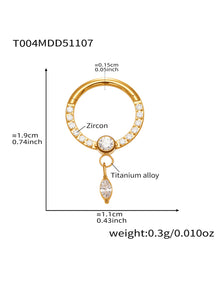 CZ Paved Titanium Seamless Nose Ring - 18K Gold Plated Piercing Hoop - Image 23