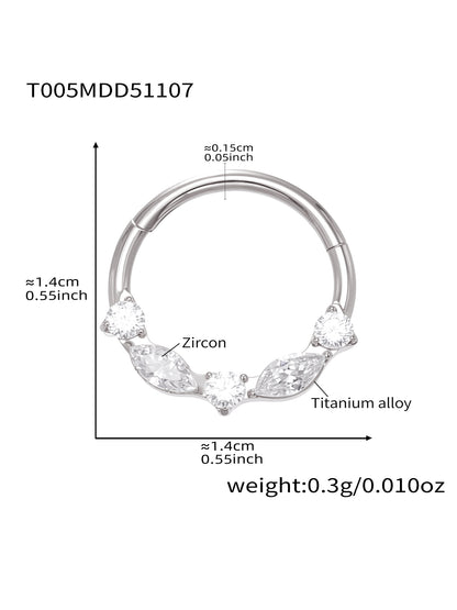 CZ Paved Titanium Seamless Nose Ring - 18K Gold Plated Piercing Hoop - Image 25