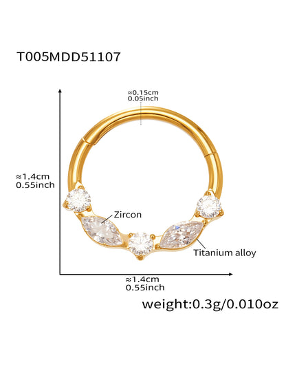 CZ Paved Titanium Seamless Nose Ring - 18K Gold Plated Piercing Hoop - Image 28