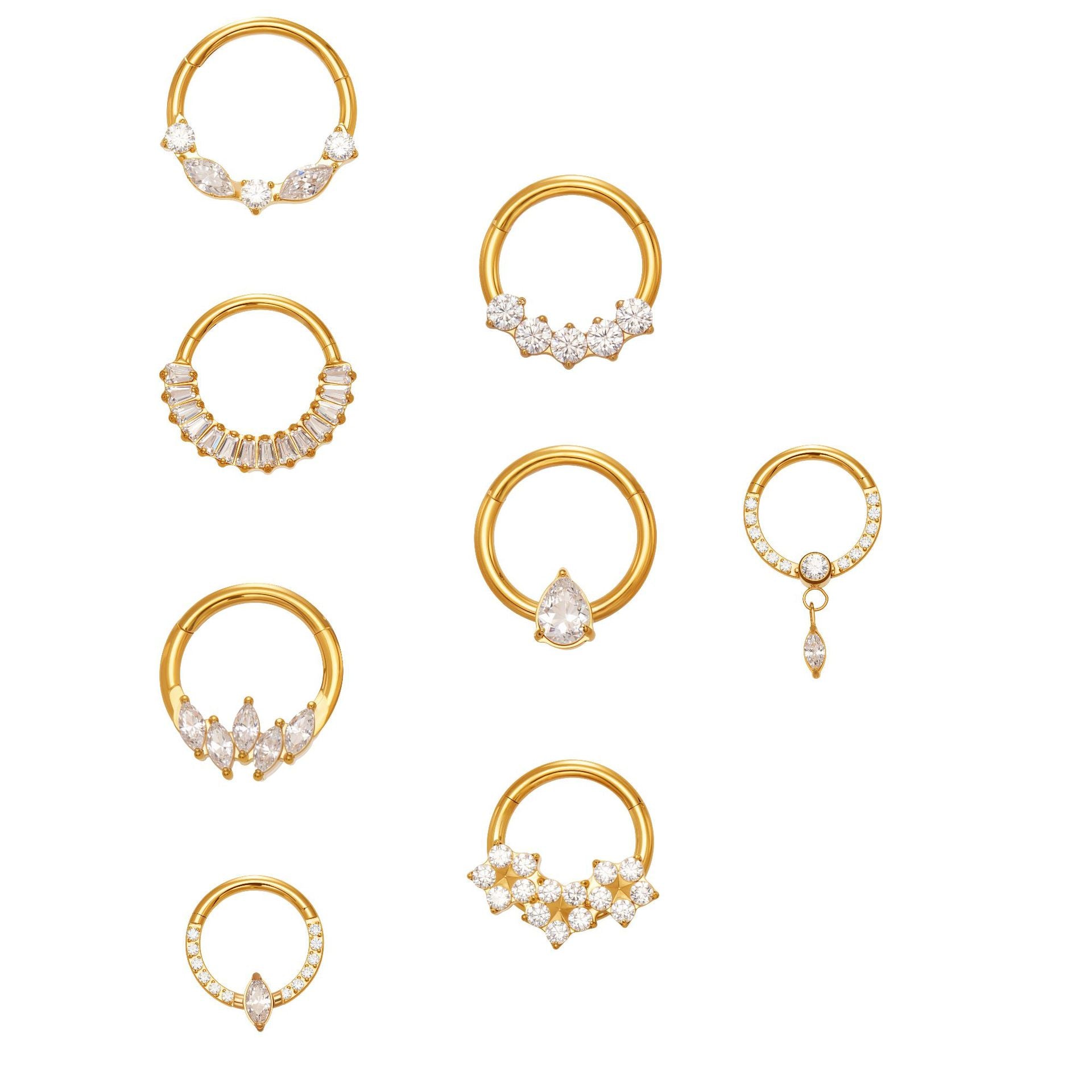 CZ Paved Titanium Seamless Nose Ring - 18K Gold Plated Piercing Hoop - Image 5