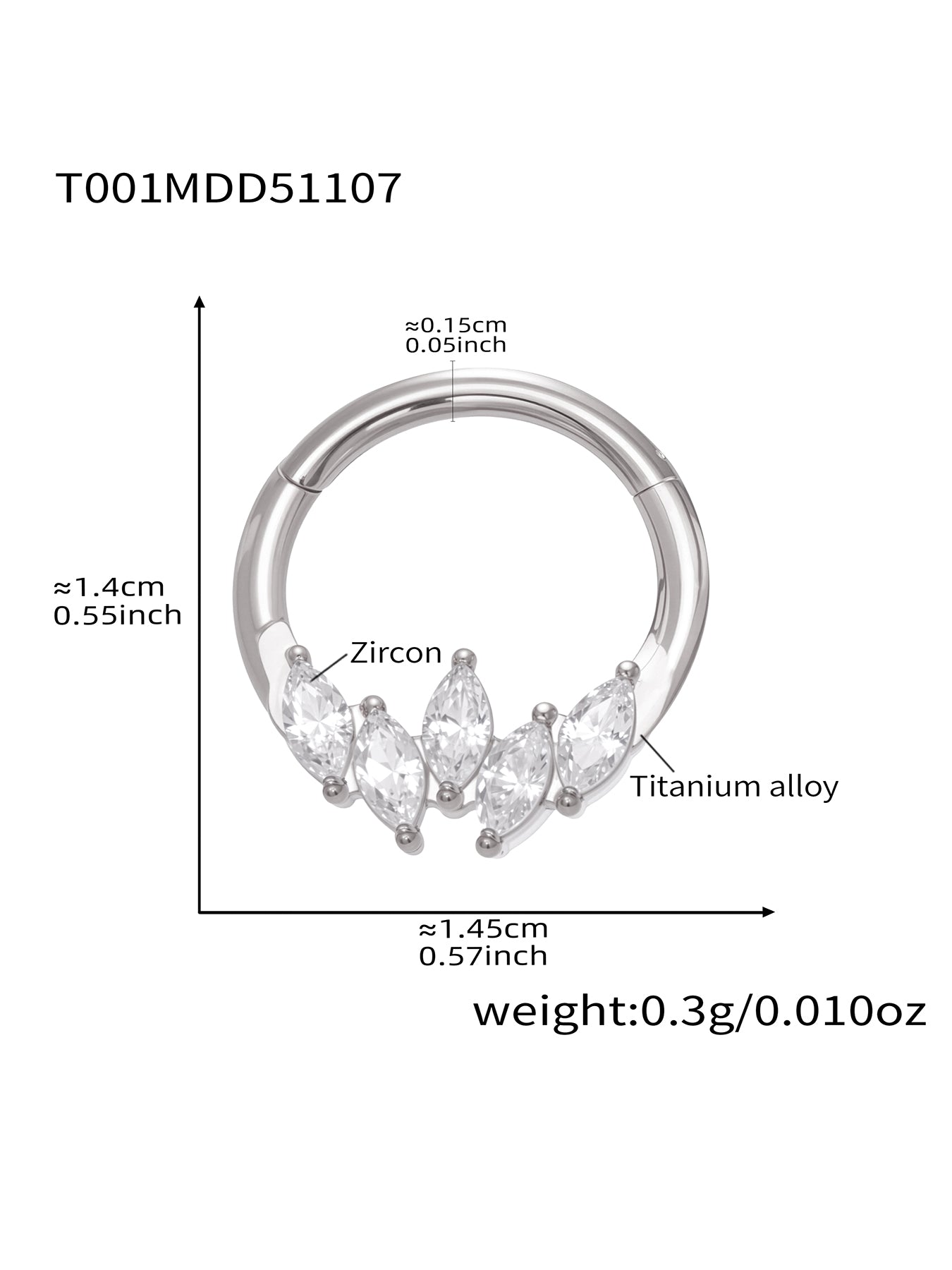 CZ Paved Titanium Seamless Nose Ring - 18K Gold Plated Piercing Hoop - Image 6