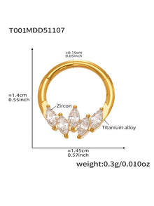 CZ Paved Titanium Seamless Nose Ring - 18K Gold Plated Piercing Hoop - Image 8