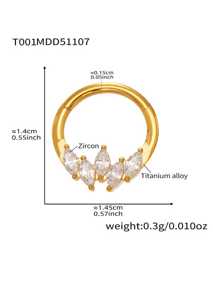 CZ Paved Titanium Seamless Nose Ring - 18K Gold Plated Piercing Hoop - Image 8