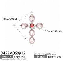 D455 purple stone steel-tone cross pendant 3.8 × 2.6 cm size details