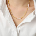 Gold Freshwater Pearl Necklace 35+5cm (P1258) / 5cm