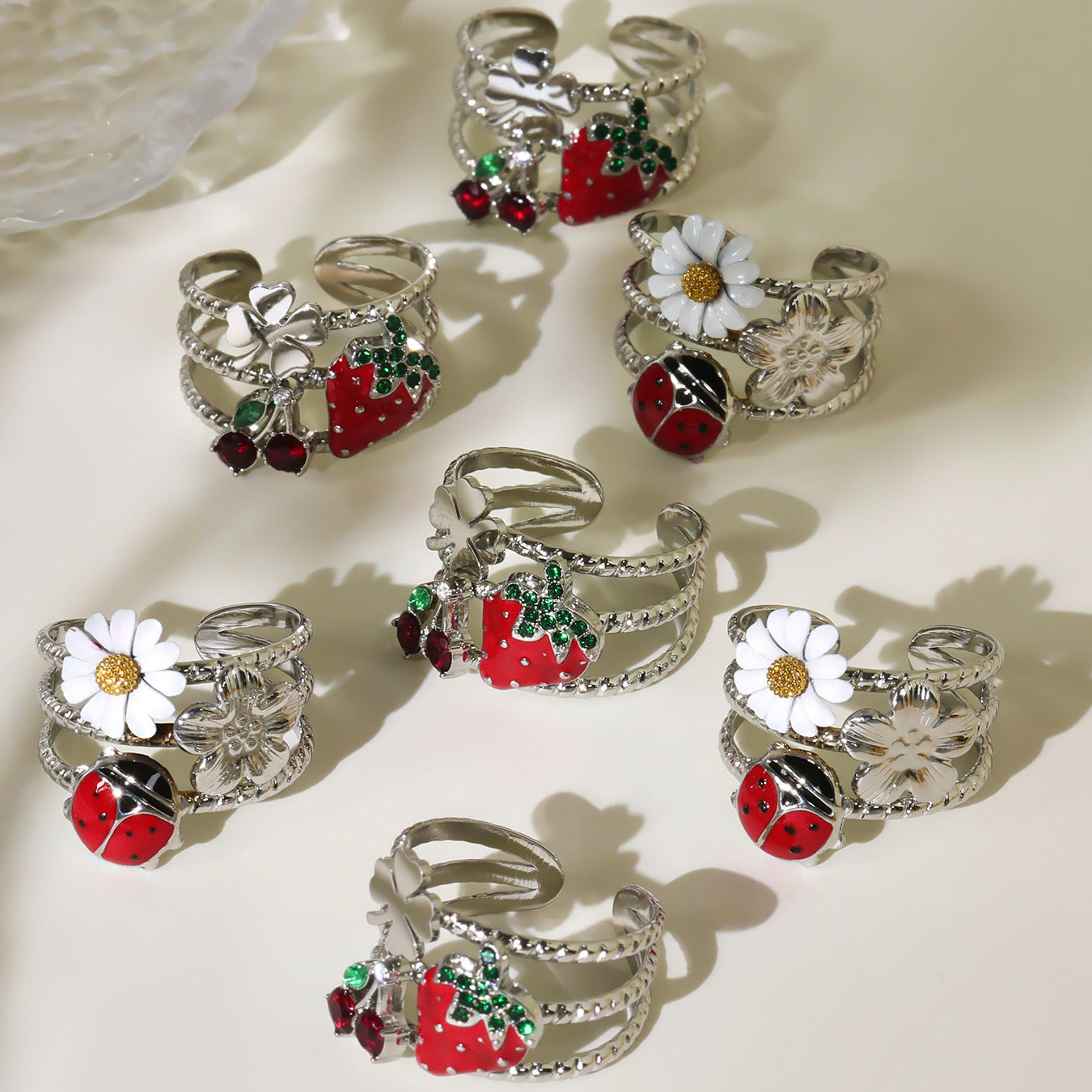 316L Stainless Steel 18K PVD Gold Daisy Ladybug Ring made with 316L stainless steel and 18K PVD gold finish for wholesale jewelry buyers - image 5