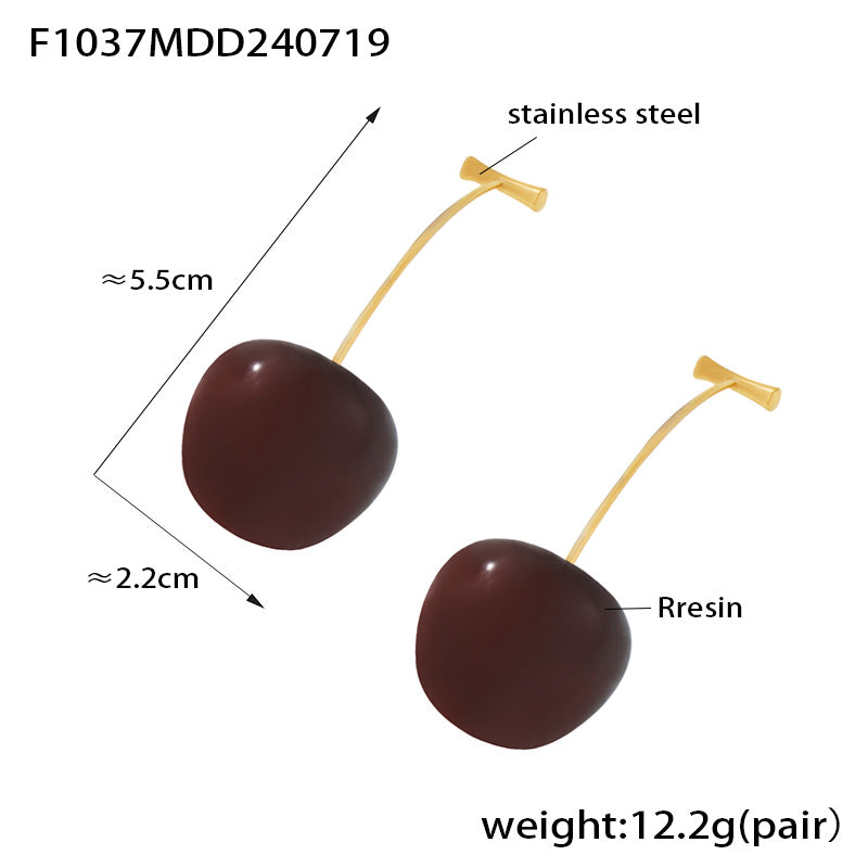 Dark burgundy cherry drop earrings length, weight and product specification guide