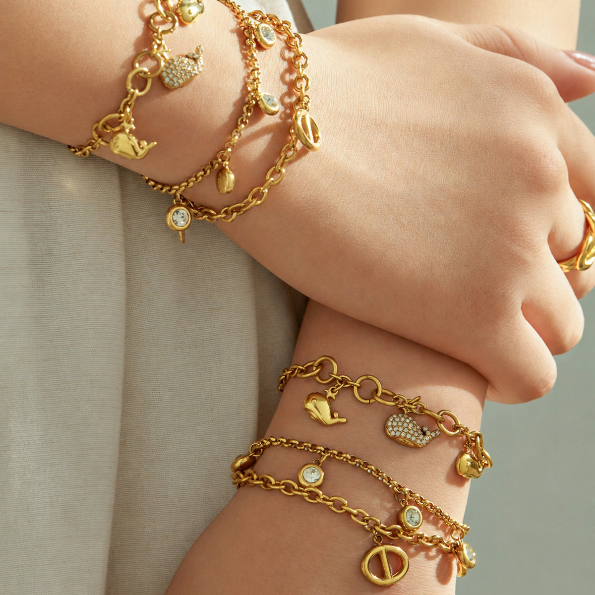 316L Stainless Steel 18K PVD Gold Dolphin Zircon Bracelet made with 316L stainless steel and 18K PVD gold finish for wholesale jewelry buyers - image 11
