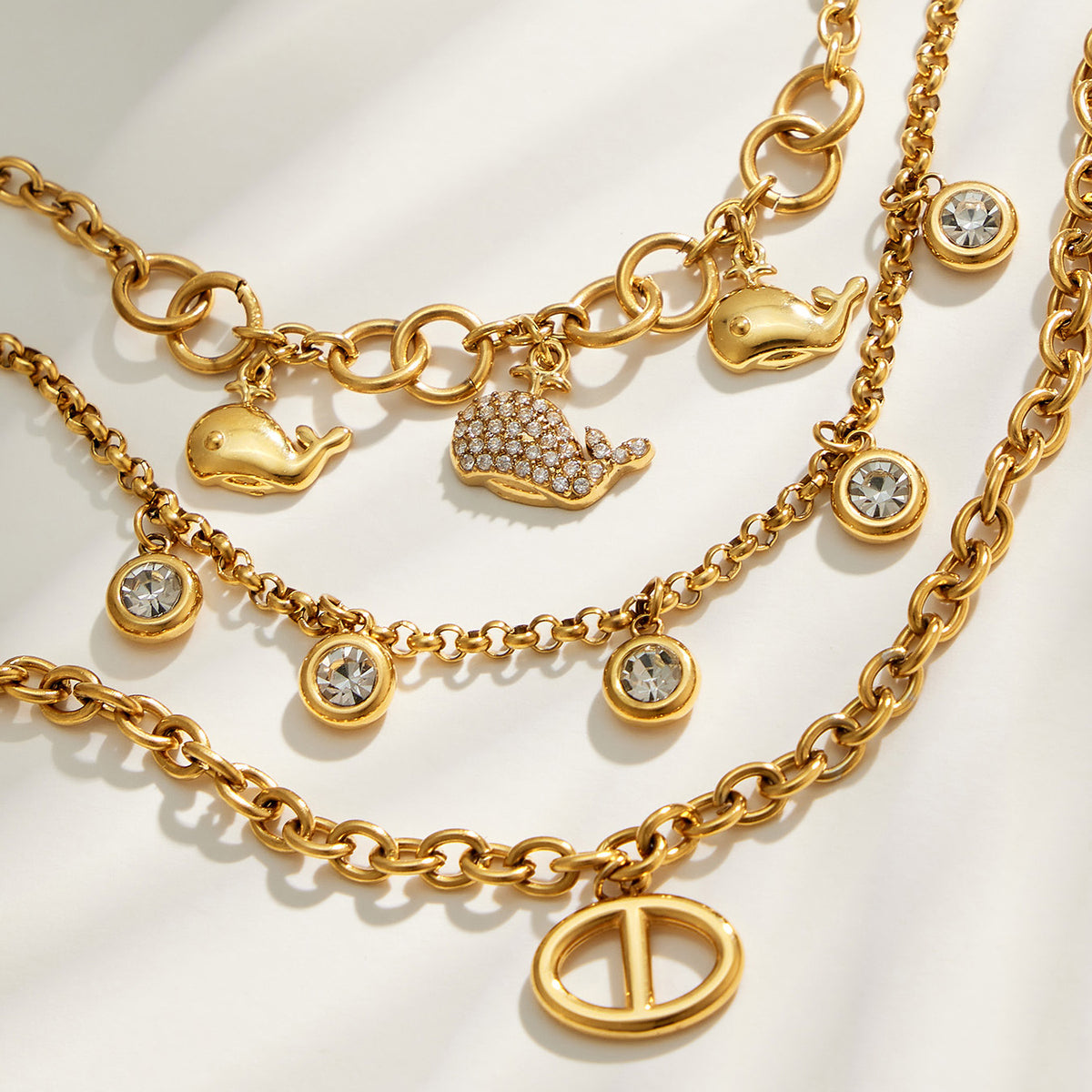 316L Stainless Steel 18K PVD Gold Dolphin Zircon Bracelet made with 316L stainless steel and 18K PVD gold finish for wholesale jewelry buyers - image 15